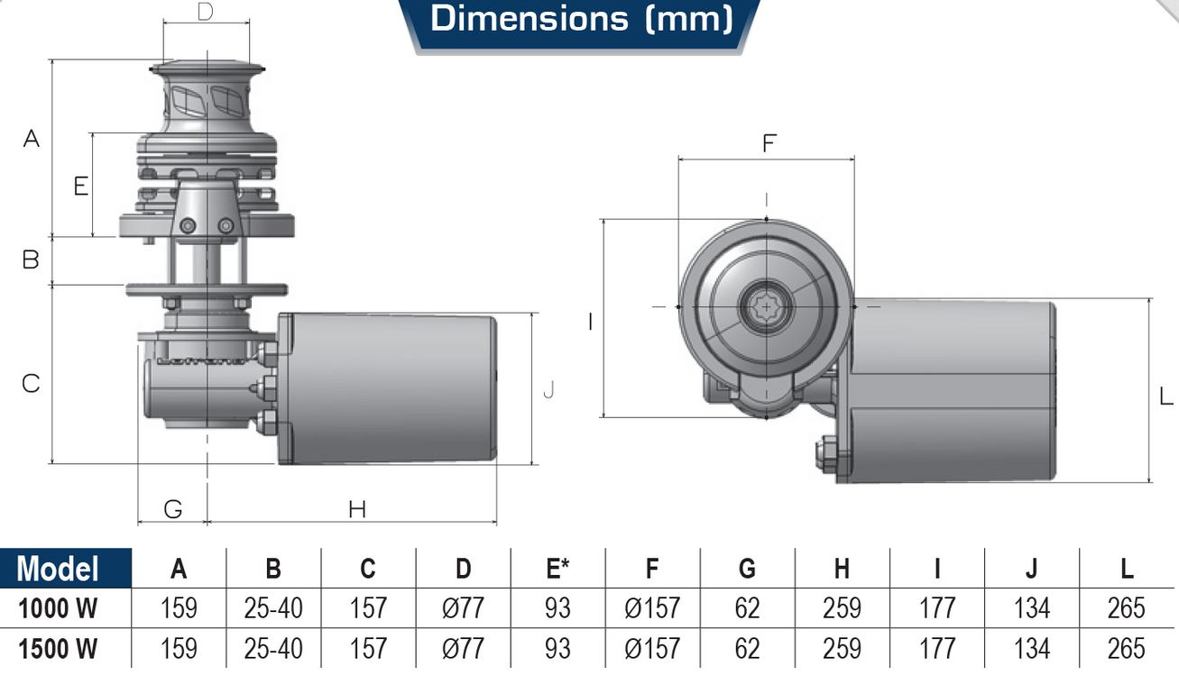 Lofrans SX2 Windlass Dimensions