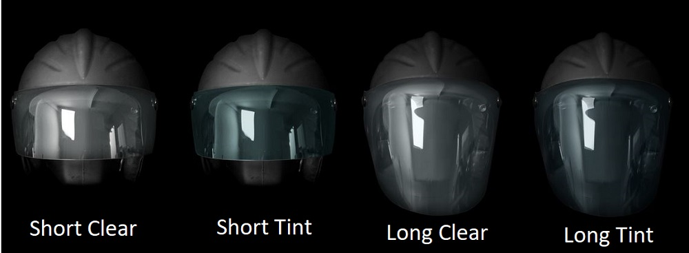 Choose options on Gecko Visors including clear, tinted, short and long