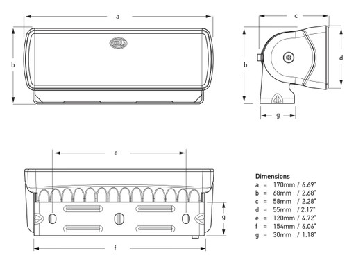 Sea Hawk-XLR LED Floodlight Line Drawing Dimensions