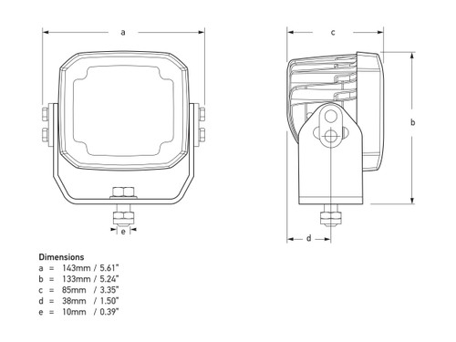 RokLUME 280 LED Floodlight - Dimensions