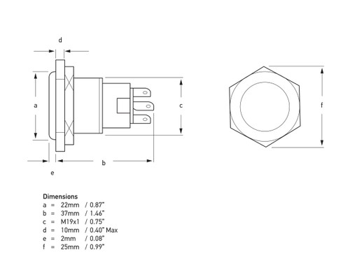 Stainless Steel LED Switches Line Drawing