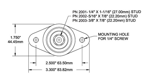 PowerPost - 1/4"-20 Stud Diagram