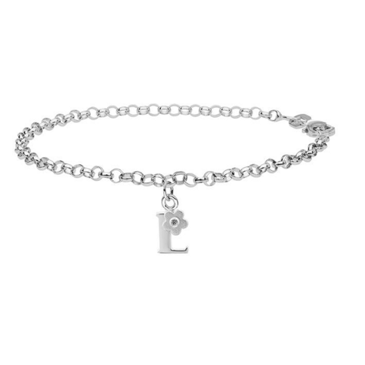 Silver Bangle with Letter R Charm