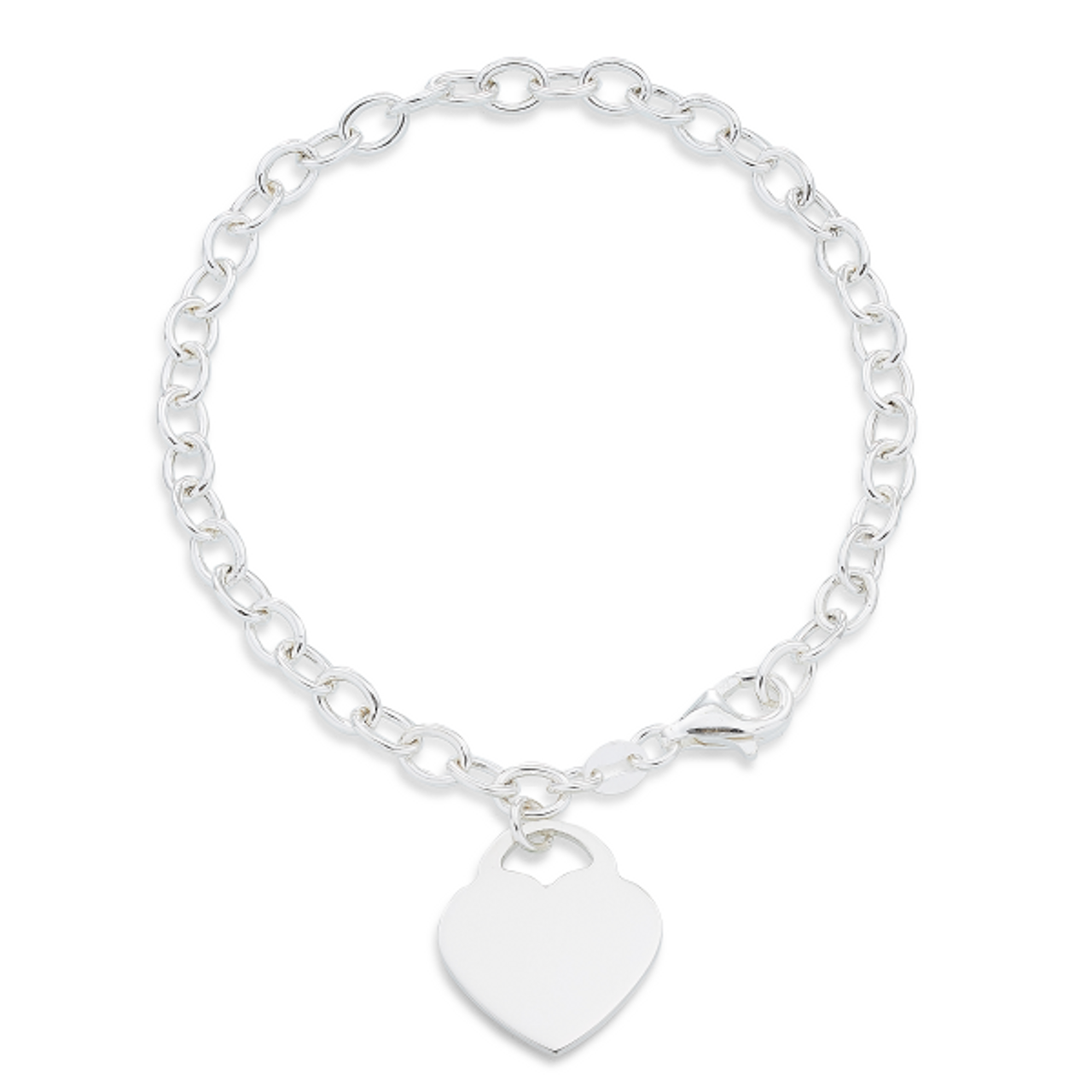 Sterling Silver Chain Link Necklace and Bracelet with Heart Charms