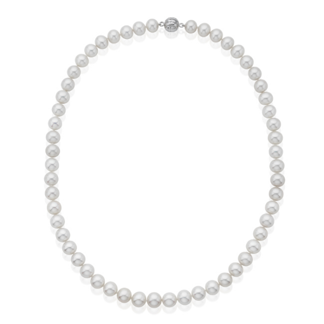 White South Sea pearl necklace with diamond ball clasp