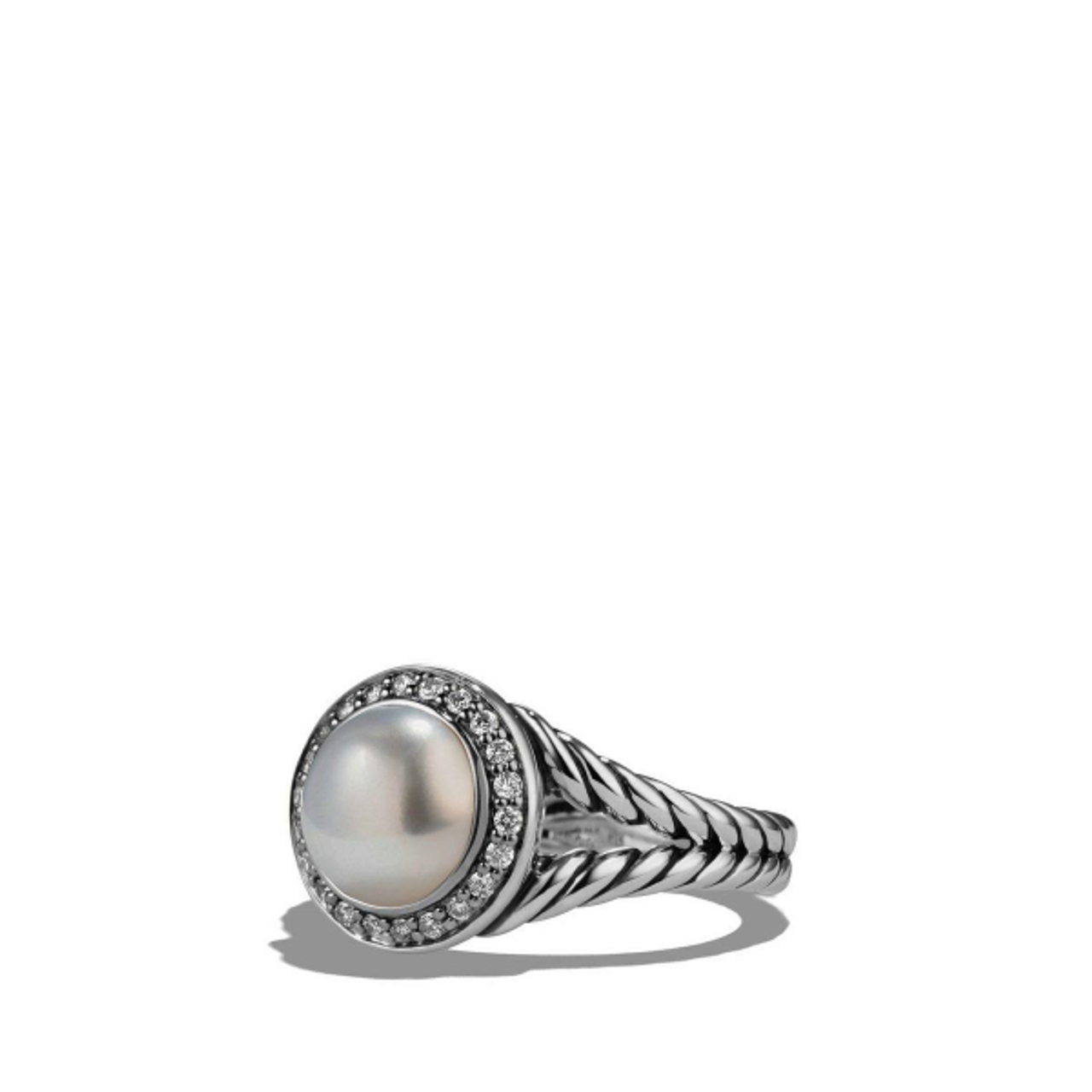 David Yurman Petite Pearl Ring with Diamonds - Silver 6