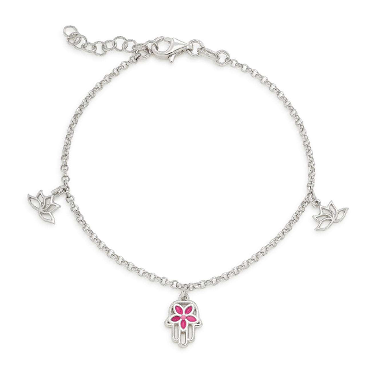 Hamsa Hand Bracelet w/ Rainbow Gemstones - Sterling Silver – Jewelrify