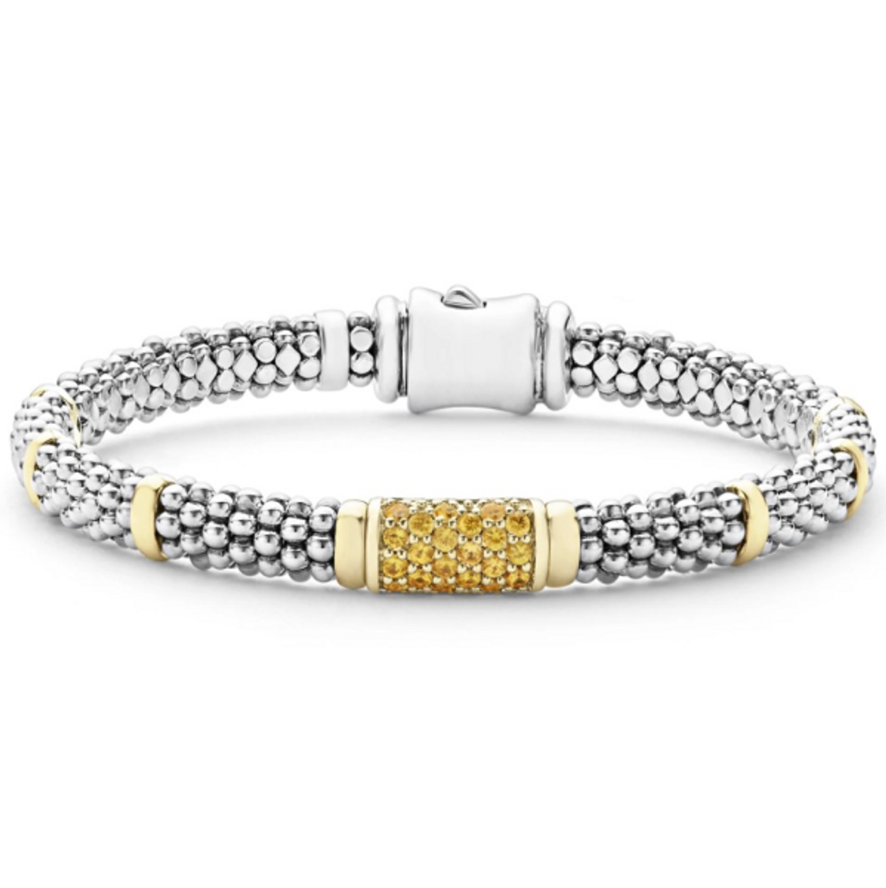 At Auction: 14K Yellow Gold, Yellow Sapphire and Diamond, Line Bracelet