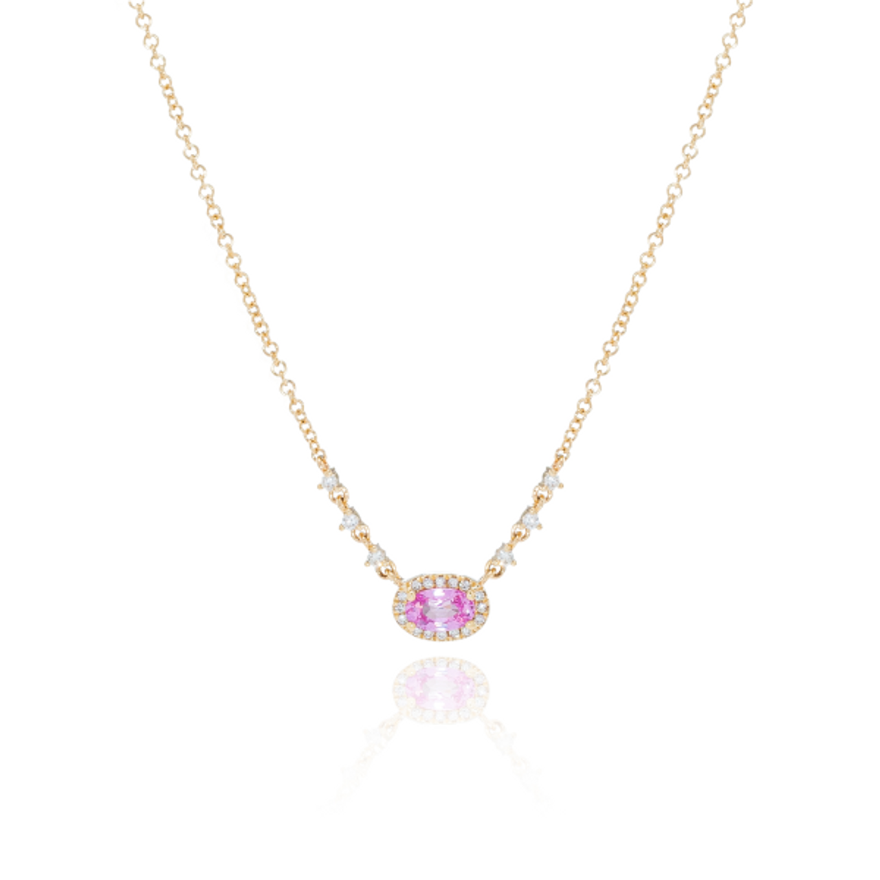oval pink sapphire pendant