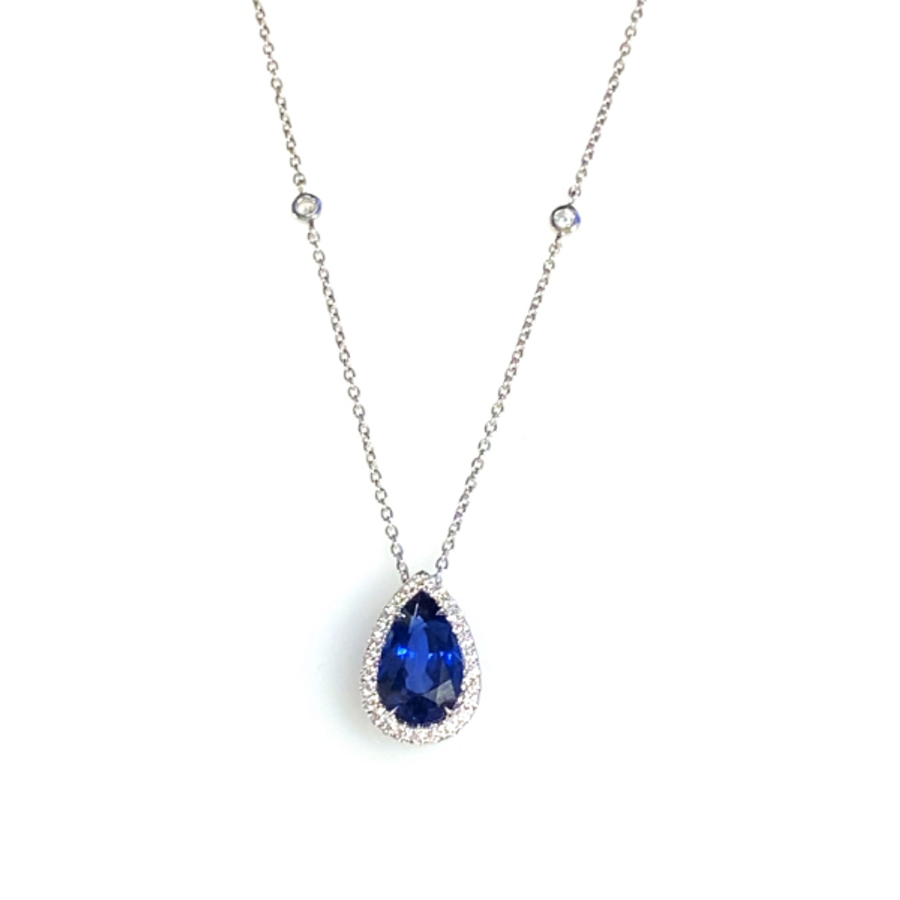 0.69 Carat Total Weight Oval Blue Sapphire & Diamond Butterfly Large Pendant  (White Gold) — Shreve, Crump & Low