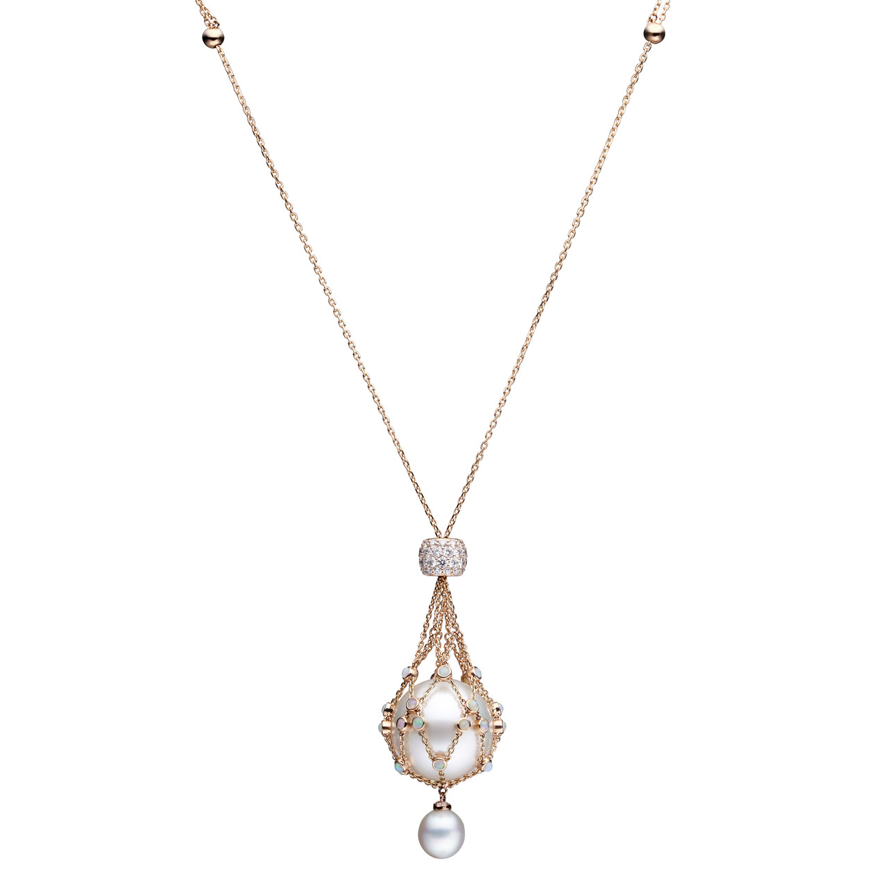 Lavalier Opal Hero Necklace in Rose Gold with South Sea Round