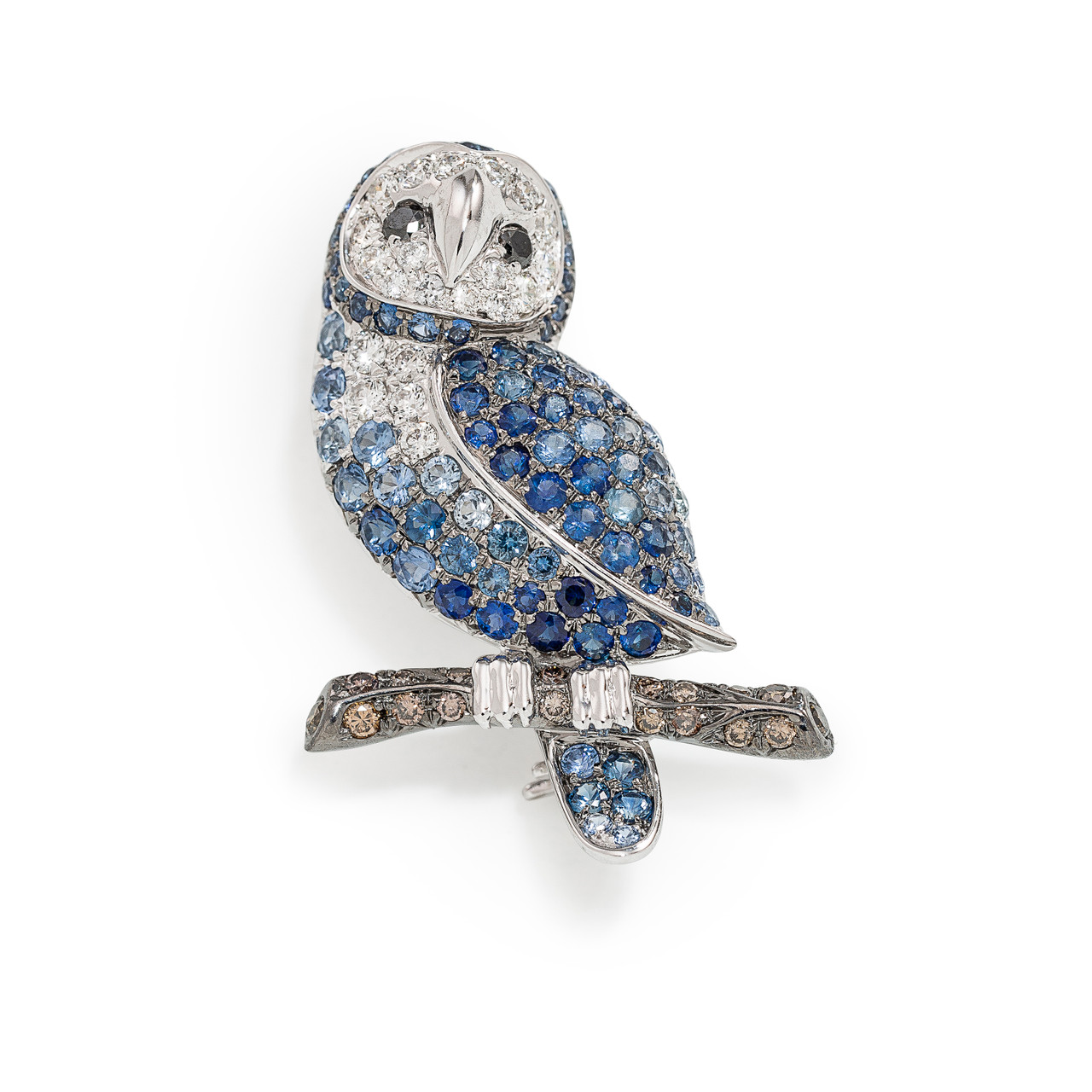 Sapphire And Diamond Owl Brooch | Lux Bond & Green