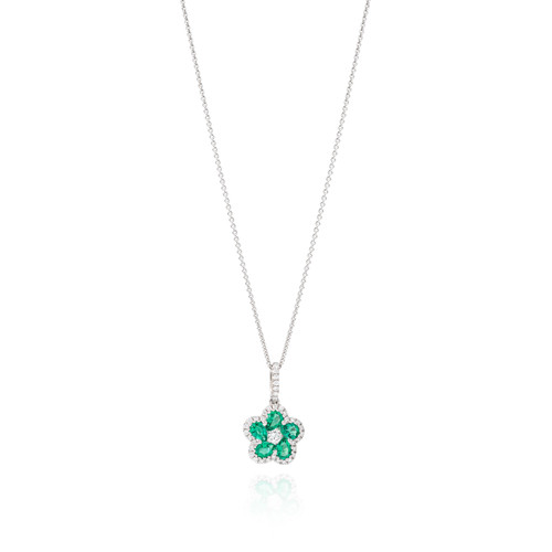 Emerald and Diamond Pendant Necklace [1DFED0317]
