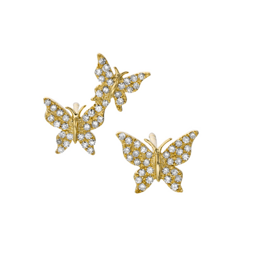 Diamond Butterfly Earrings in 14k Ye [1EAD11352]