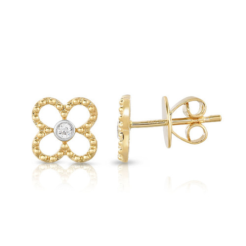 Diamond Flower Earrings [1EADX4413]