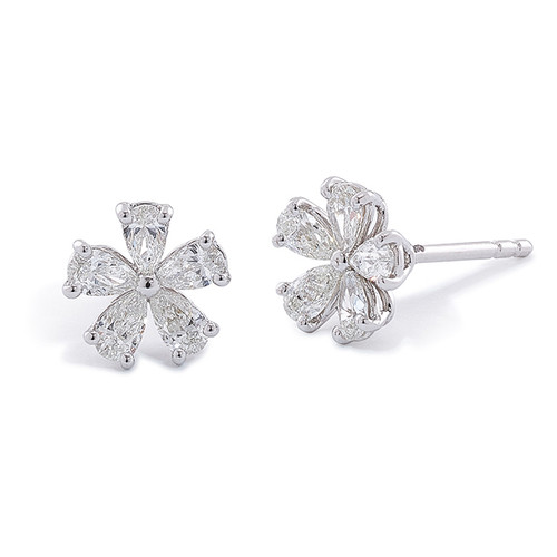 Diamond Flower Earrings [1EADX4554]