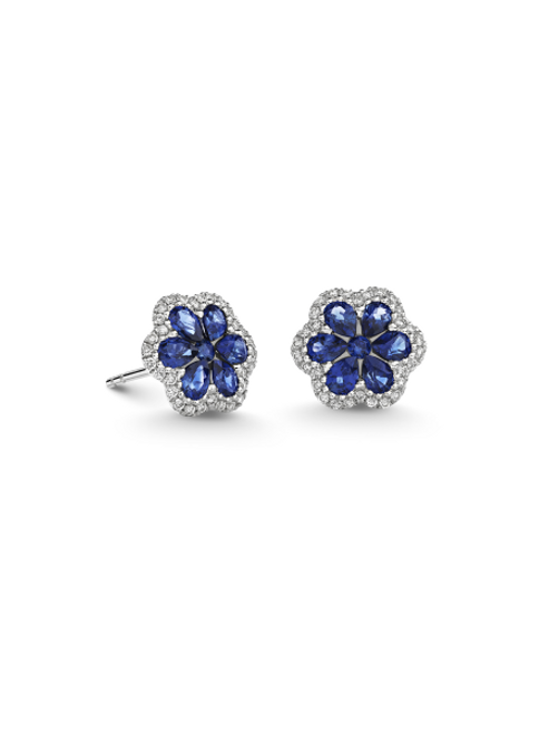 Sapphire and Diamond Earrings in 18k White Gold [1ESDX0734]