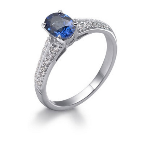 Sapphire and Diamond Ring in 18k White Gold [1FSDX1283]