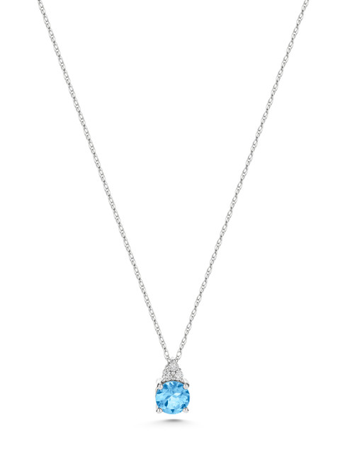 Aquamarine and Diamond Pendant Necklace [2DAQU0161]