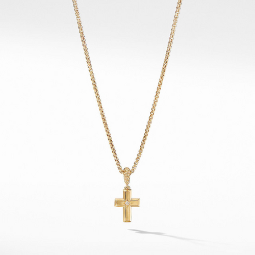 Cross Pendant in 18K Yellow Gold with Diamond [2DCRS1007]