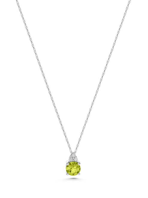 Birthstone Peridot Pendant in 14k White Gold [2DPER0099]