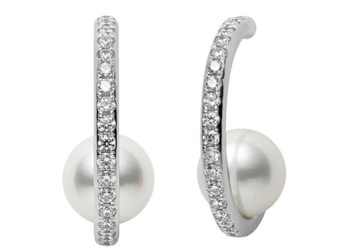 Cultured Pearl Hoop Earrings [2ECPX1565]