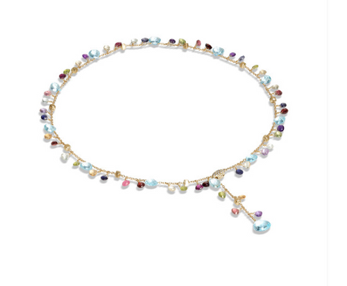 Blue Topaz and Mixed Gemstone Lariat Necklace [2NGEM1394]