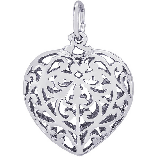 Filigree Puffed Heart Charm [2YCHM1099]