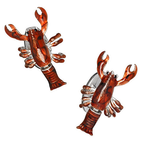 Sterling Silver and Red Enamel Lobster Cuffli [2YGCL0112]