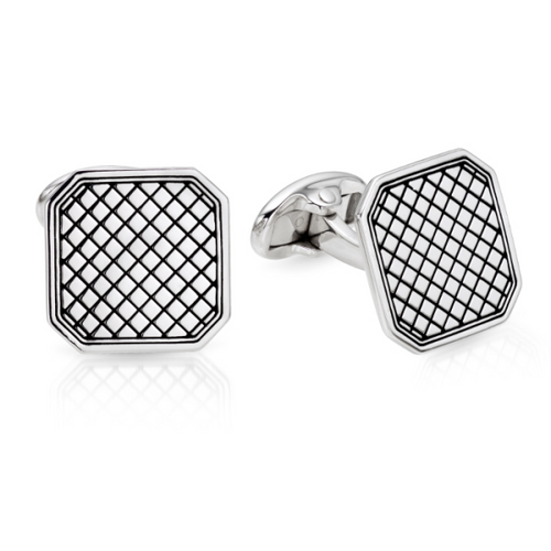Octagonal Line Cuff Links in Sterling Silver [2YGCL0248]