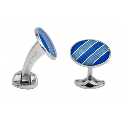 Oval Blue Enamel Cufflinks [2YGCL0268]