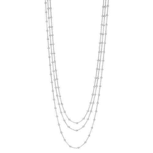 Three Strand Bead Necklace in Sterling Silver [2YLNK0212]