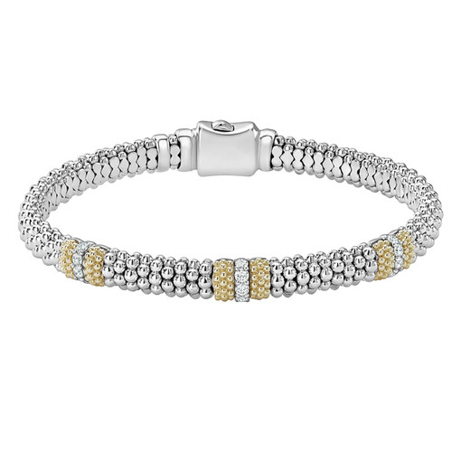 Three Station Diamond Caviar Bracelet [2YSDB0340]