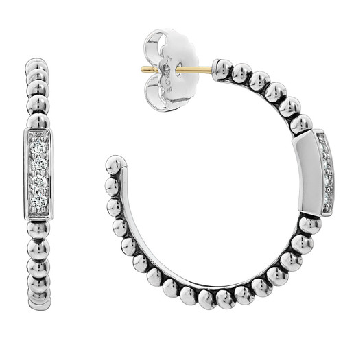 BEADED DIAMOND HOOP EARRINGS [2YSDE0259]