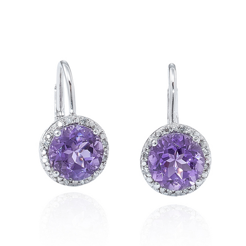 Amethyst and Diamond Earrings [2YSEA0814]