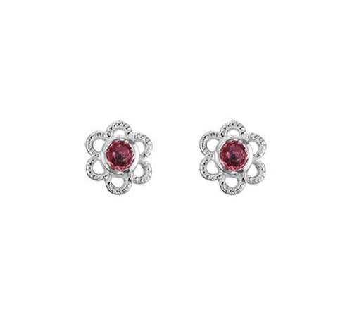 Flower Earrings with Garnet [2YSEA1038]