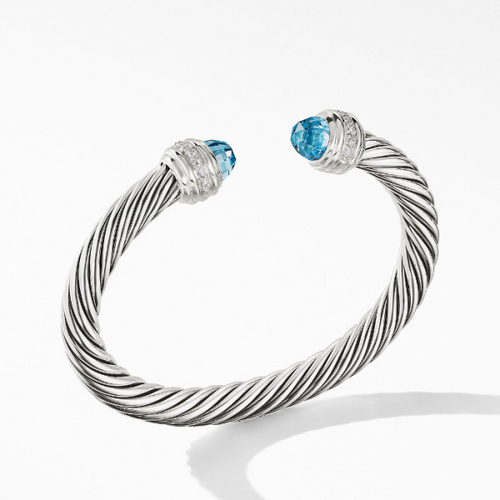 Cable Bracelet with Blue Topaz and Diamonds [2YSGB0166]