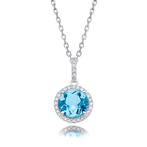 Sterling Silver Blue Topaz Drop Pendant with [2YSGD0309]