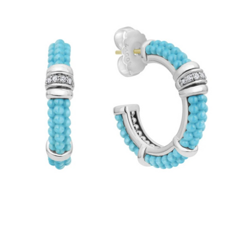 Blue Caviar Hoop Earrings [2YSHP0588]