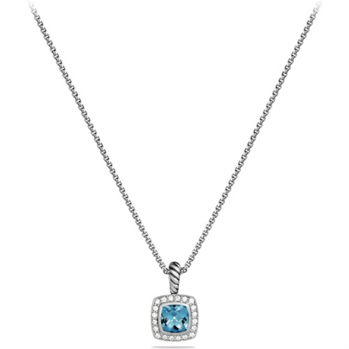 Pendant Necklace with Blue Topaz and Diamonds [2YSNK7985]