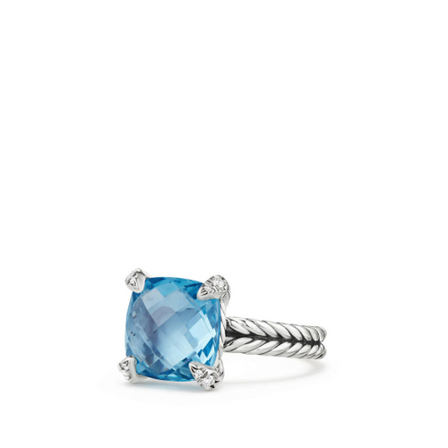 Chatelaine Ring with Blue Topaz and Diamond [2YURR1146]