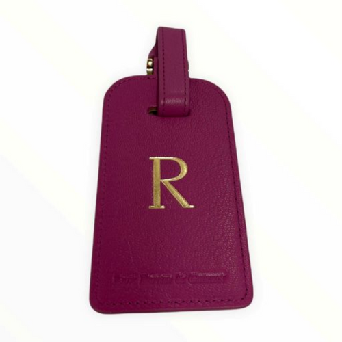 Orchid Leather Luggage Tag with Initial R [6GIFT4352]