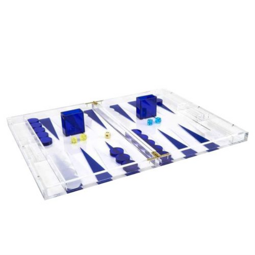 Blue Lucite Backgammon Set [8GAME0003]