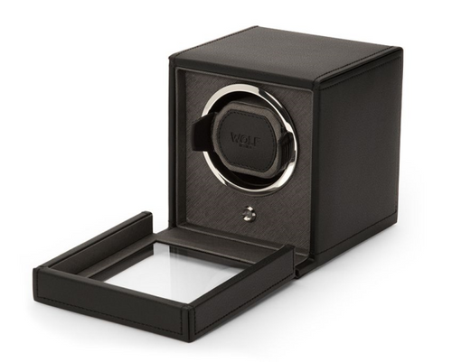 Cub Black Single Watch Winder with Cover [8WTWN0069]