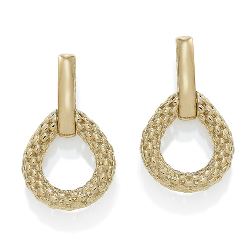 Gold Pear Shape Drop Earrings [JEOTH0046]