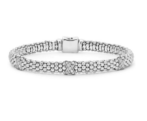 Caviar Lux Silver X Diamond Bracelet [2YSDB0331]