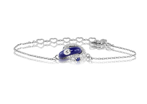 Sapphire, Blue Enamel & Diamond Link Bracelet [JBOTH0150]