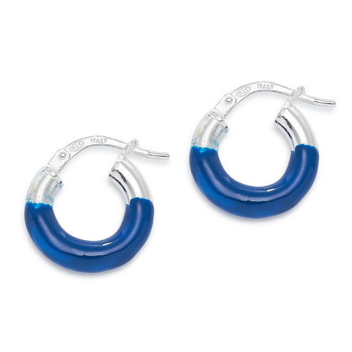 Sterling Silver & Enamel Hoop Earrings [JEHOP0100]
