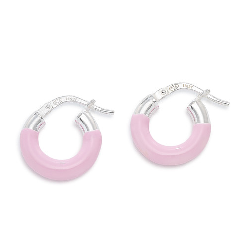 Pink Enamel Hoop Earrings [JEHOP0095]