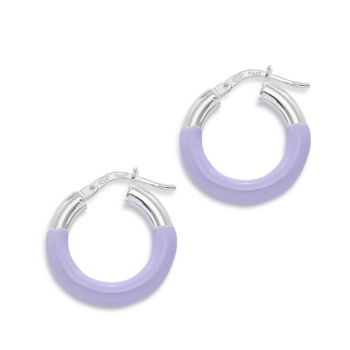 Lavender Enamel Hoop Earrings [JEHOP0099]